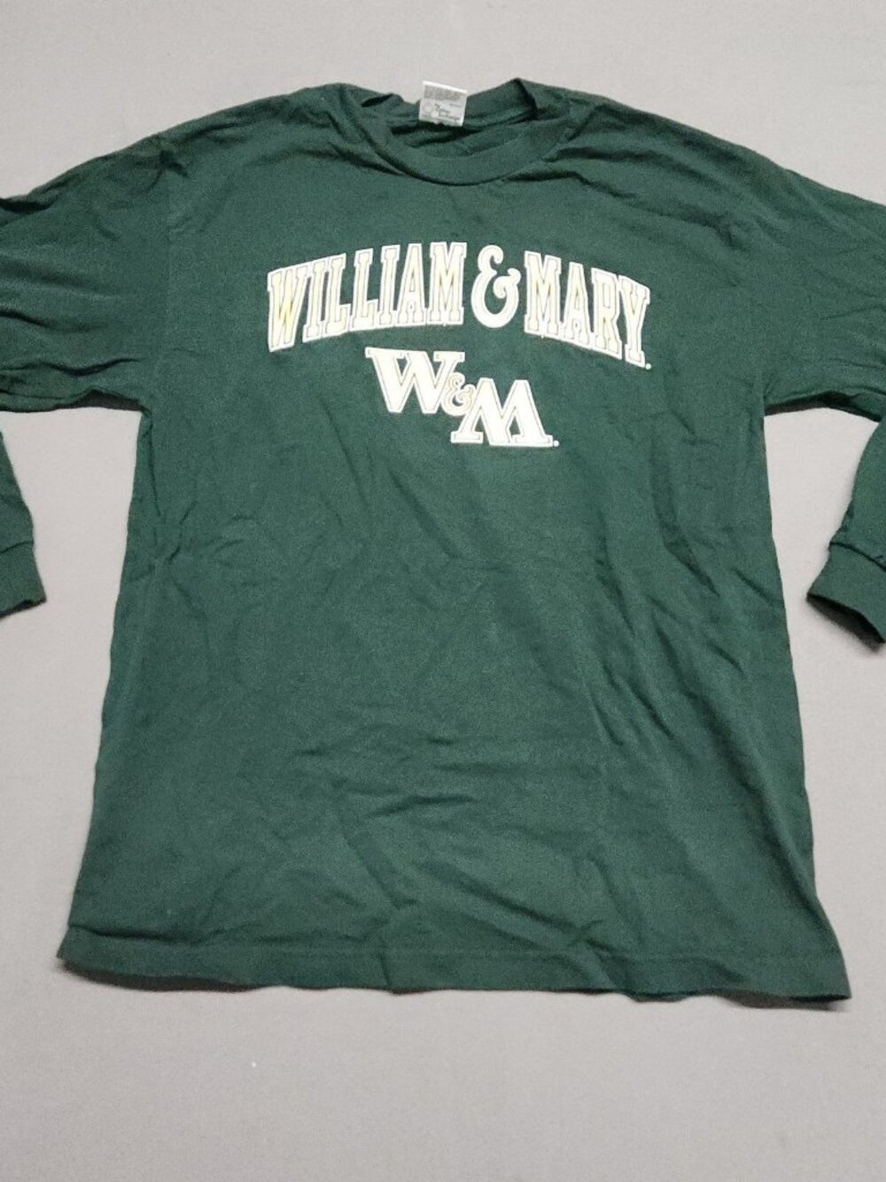 TCX William & Mary Long Sleeve T Shirt Adult L Preshrunk Cotton Green 131